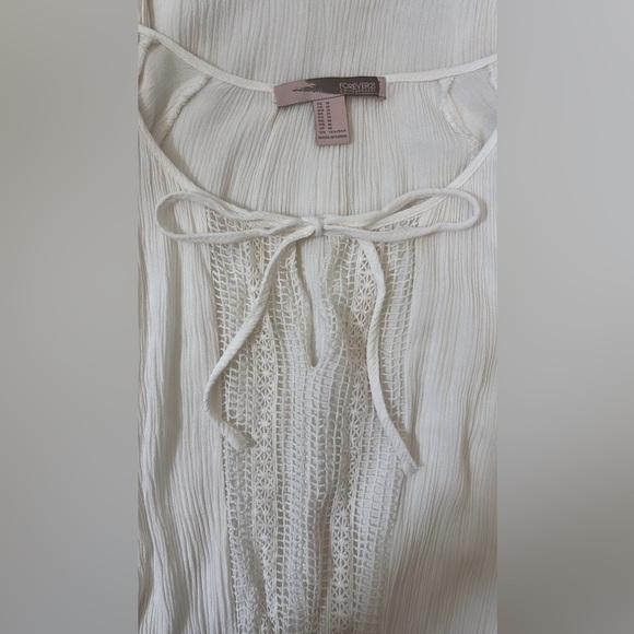Boho White Lace-Trimmed Dress Size M - Picture 6 of 7